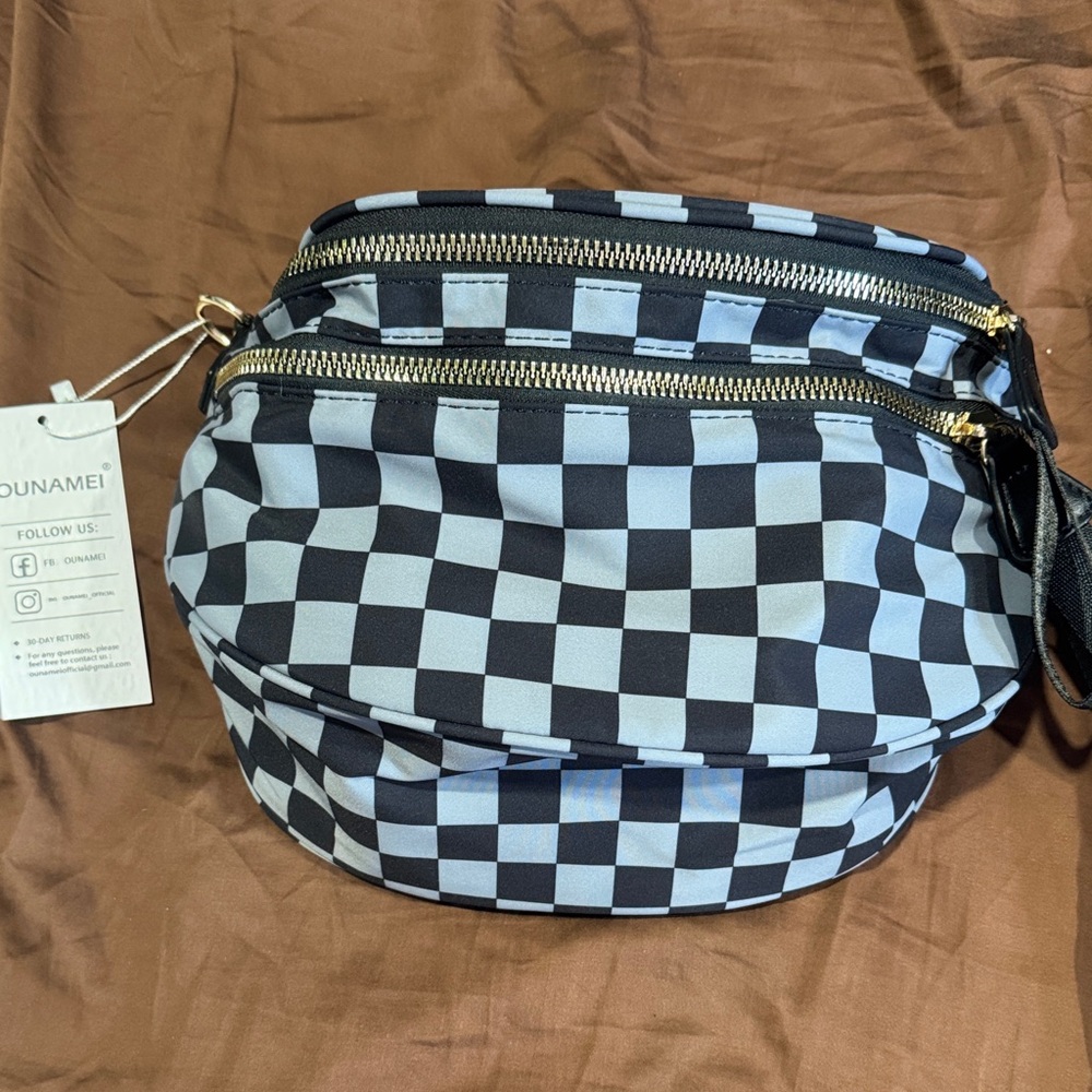 Ounamei Checkered Black and Gray Women’s Fits Everything Bag